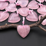 AAA Natural Pink Rose Quartz Heart Pendant 20mm Gemstone Crystal Focal Bead