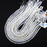 AAA Translucent Natural Rainbow Moonstone Round Beads 4mm 6mm 8mm Blue Flashes Gemstone 15.5" Strand