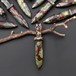 Natural Dragon Blood Jasper Sword Pendant Drilled Focal Stone Bead