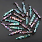 Natural Indian Agate Sword Pendant Drilled Focal Stone Bead