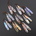 Natural Rainbow Labradorite Smooth Teardrop Earrings Drilled Matched Gemstone Bead Pair