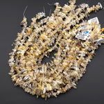 Natural Golden Rutilated Quartz Freeform Top Side Drilled Spike Beads 15.5" Strand