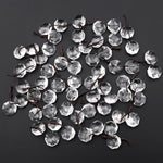 AAA Natural Rock Crystal Quartz Faceted Geometric Round Octagon Coin Disc 12mm Earring Pair Matched Gemstones