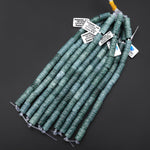 AAA Large 3mm Drill Hole Beads Hand Carved Natural Guatemalan Light Blue Green Jade Decorative Tube Good for Leather Cord 8" Strand