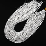 Natural Howlite 4x2mm Thin Rectangle Tube Beads 15.5" Strand