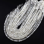 AAA+ Chatoyant Translucent Natural Silvery White Moonstone 4mm 6mm 8mm Round Beads 15.5" Strand