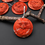 Hand Carved Natural Red Jasper Cat Pendant Gemstone Focal Bead