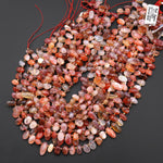 Rare Natural Swazi African Red Agate Freeform Oval Top Side Drilled Pebble Drop Beads from Mozambique 15.5" Strand