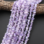 Rare Natural African Purple Opalized Chalcedony Freeform Pebble Center Drilled Nugget Beads Gemstone 15.5" Strand
