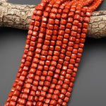 AAA Natural Red Jasper Faceted 6mm Cube Beads 15.5" Strand