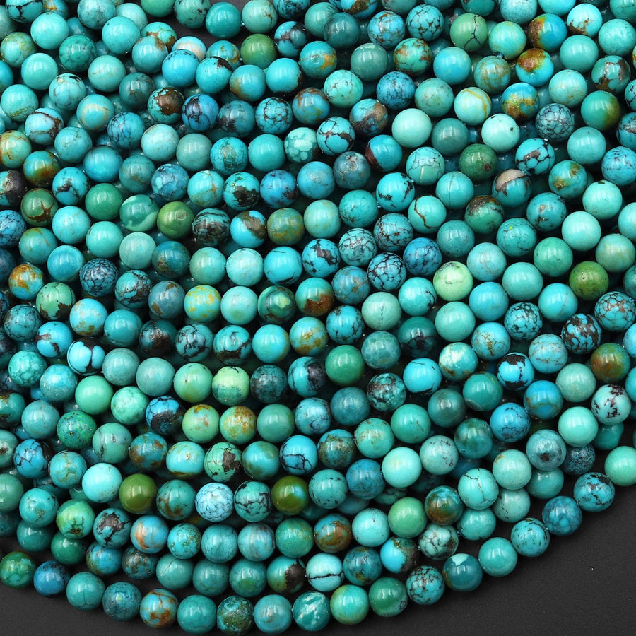 Genuine Natural Blue Green Brown Turquoise 2mm 3mm 4mm Smooth Round Gemstone Beads 15.5" Strand