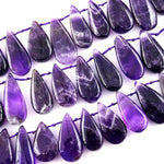 Natural Amethyst Smooth Teardrop Top Side Drilled Gemstone Beads 15.5" Strand