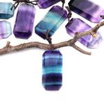 AAA Natural Rainbow Fluorite Faceted Rectangle Tile Pendant Side Drilled Gemstone