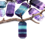 AAA Natural Rainbow Fluorite Faceted Rectangle Tile Pendant Side Drilled Gemstone
