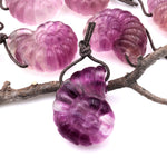 AAA Hand Carved Natural Candy Fluorite Mauve Pink Ammonite Pendant