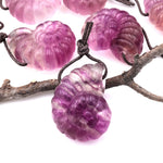 AAA Hand Carved Natural Candy Fluorite Mauve Pink Ammonite Pendant