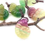 AAA Hand Carved Natural Candy Fluorite Bicolor Yellow Green Ammonite Pendant