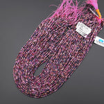 Faceted Natural Blue Sapphire Pink Ruby 2mm Round Gemstone Beads 15.5" Strand