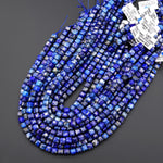 Natural Blue Lapis Gemstone Faceted 6mm Cube Beads 15.5" Strand