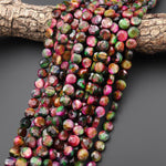 Chatoyant Rainbow Galaxy Tiger's Eye 10mm Faceted Coin Beads 15.5" Strand