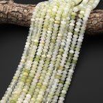AAA Natural Green Calcite 8mm Rondelle Beads Aka Afghanistan Jade 15.5" Strand
