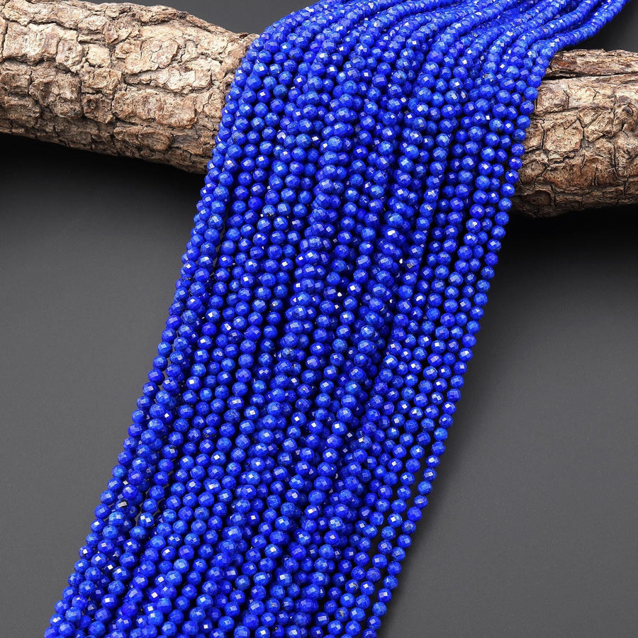 AAA Faceted Genuine Natural Blue Lapis Round Beads 3mm Gemstone 15.5" Strand