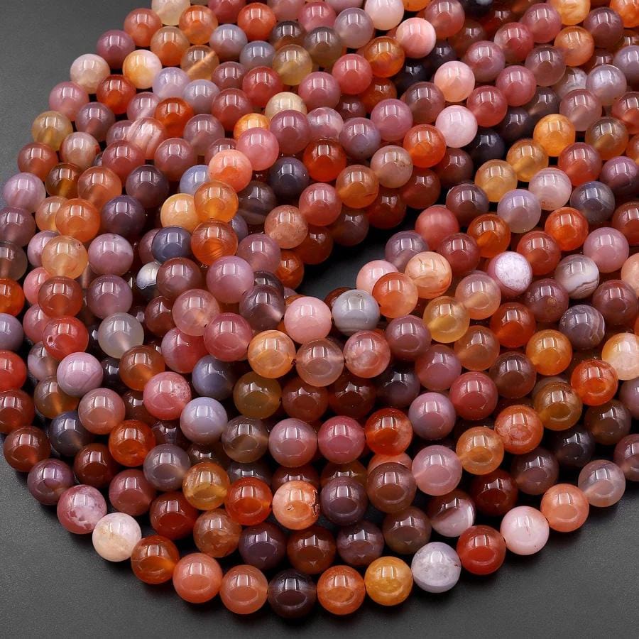 Rare Natural Swazi African Red Agate Round Beads 6mm 8mm 10mm 12mm from Mozambique 15.5" Strand