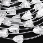 AAA Natural Rock Quartz Hand Carved Tulip Lily Flower Vertically Drilled Gemstone 15mm Beads Strand