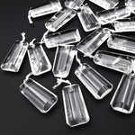 Natural Rock Quartz Pendant Faceted Trapezoid Gemstone Crystal Focal Bead