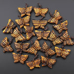 AAA Hand Carved Natural Golden Tiger's Eye Butterfly Pendant Gemstone Focal Bead