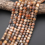 Natural Orange Peach Gray Moonstone Smooth Wheel Rondelle 9mm 10mm Beads 15.5" Strand