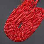 Genuine Red Bamboo Coral Barrel Beads 6mm 15.5" Strand