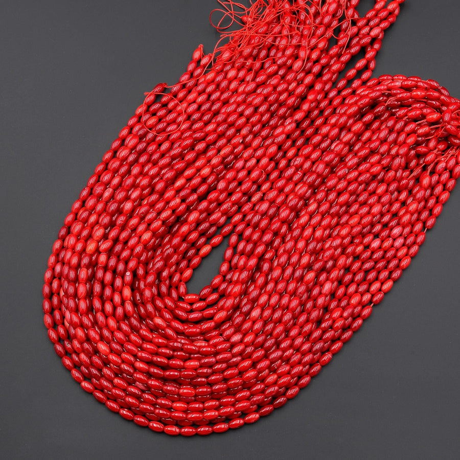 Genuine Red Bamboo Coral Barrel Beads 6mm 15.5" Strand