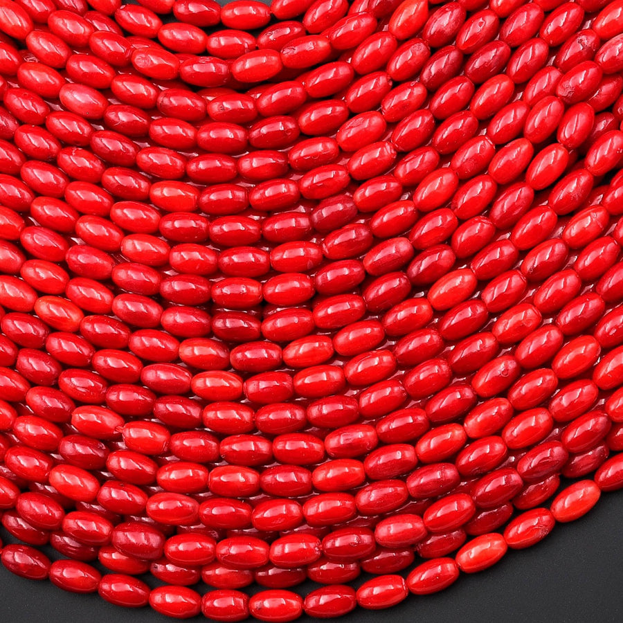 Genuine Red Bamboo Coral Barrel Beads 6mm 15.5" Strand