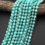 Faceted Natural Peruvian Amazonite Oval Egg Barrel Beads 10x8mm 15.5" Strand