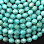 Faceted Natural Peruvian Amazonite Oval Egg Barrel Beads 10x8mm 15.5" Strand