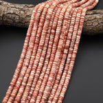 AAA Natural Pink Rhodochrosite Smooth Heishi 4mm 5mm 6mm 7mm 8mm Beads Gemstone 15.5" Strand