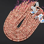 AAA Natural Pink Rhodochrosite Smooth Heishi 4mm 5mm 6mm 7mm 8mm Beads Gemstone 15.5" Strand