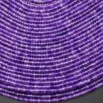 AAA Faceted Natural Purple Amethyst 2mm 3mm Rondelle Gemstone Beads 15.5" Strand