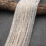 Genuine White Freshwater Pearl 4mm Potato Rondelle Beads Shimmery Iridescent Classic Pearl 14" Strand