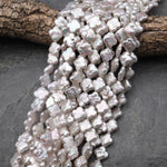 Real Genuine Natural White Freshwater Pearl Lucky 4 Four Leaf Clover 12mm Beads Strand