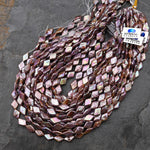 AAA Large Natural Metallic Mauve Pink Golden Peach Biwa Marquise Diamond Pearl 15.5" Strand