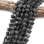 Natural Volcanic Black Lava Stone 16mm Star Beads 15.5" Strand