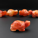 Hand-Carved Natural Banded Orange Carnelian Turtle Figurine Crystal Miniature