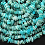 Natural Peruvian Amazonite Freeform Center Drilled Rondelle Chip Beads 15.5" Strand
