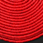 AAA Genuine Red Bamboo Coral Smooth Heishi Rondelle 4mm 15.5" Strand