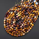 Natural Australian Mookaite Freeform Pebble Nugget Beads Sunset Colors Red Yellow Maroon Golden Brown 15.5" Strand
