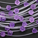 Natural Lilac Purple Amethyst Hand Carved Rose Flower Gemstone Beads 8mm 10mm 12mm Choose from 5pcs, 10pcs
