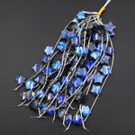 AAA Fiery Hand Cut Natural Labradorite Star Top Side Drilled Focal Pendant Beads 8" Strand