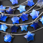 AAA Fiery Hand Cut Natural Labradorite Star Top Side Drilled Focal Pendant Beads 8" Strand